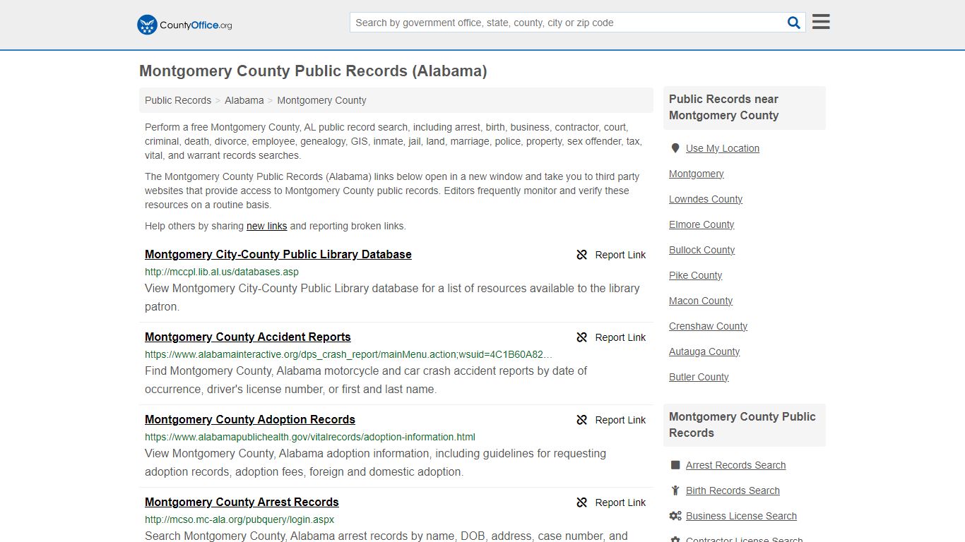 Public Records - Montgomery County, AL (Business, Criminal, GIS ...